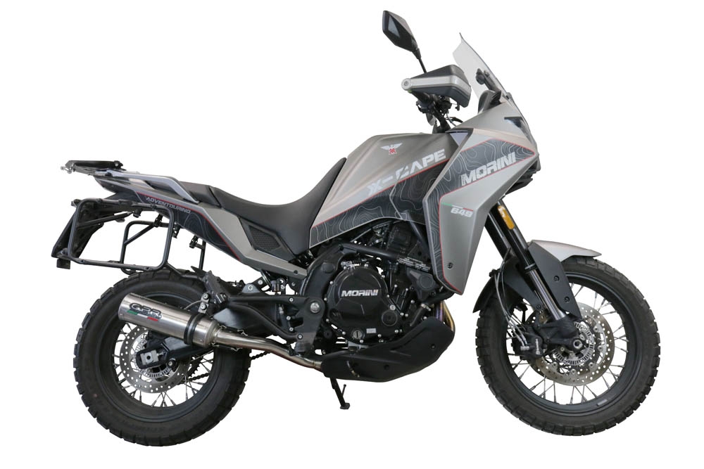 Escape compatível com Moto Morini X-CAPE 650 2021-2024, M3 Inox , Sistema homologado con coletor semi-completo, incluindo db killer removível e tubo de ligação 