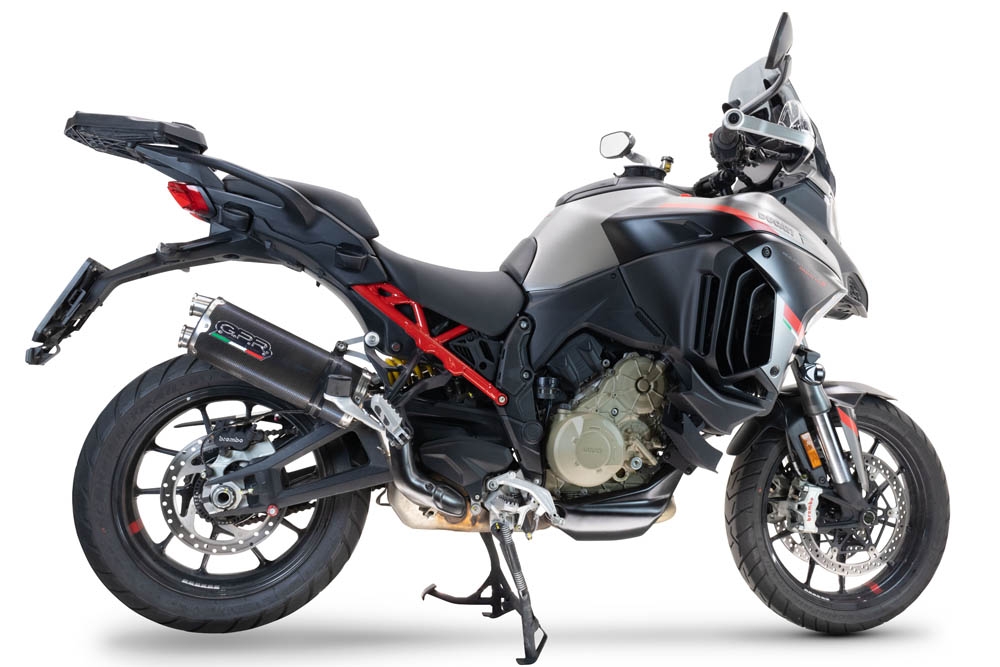 Escape compatível com Ducati Multistrada V4 Grand Tour 2024-2025, Dual Poppy, Escape legal, homologado, silenciador com db killer removível e tubo de ligação específico 