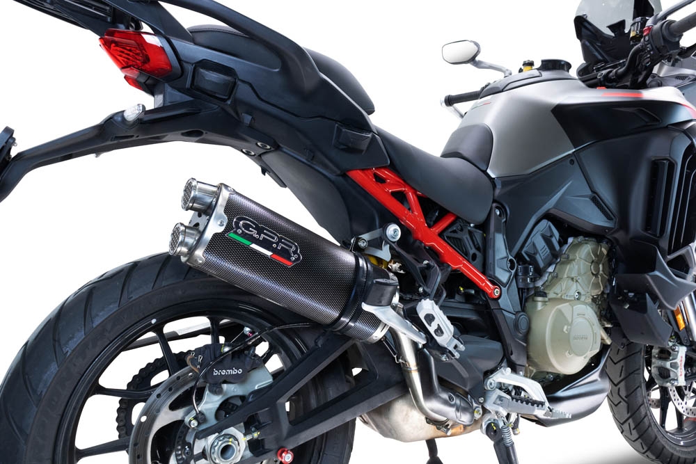 Escape compatível com Ducati Multistrada V4 Grand Tour 2024-2025, Dual Poppy, Escape legal, homologado, silenciador com db killer removível e tubo de ligação específico 
