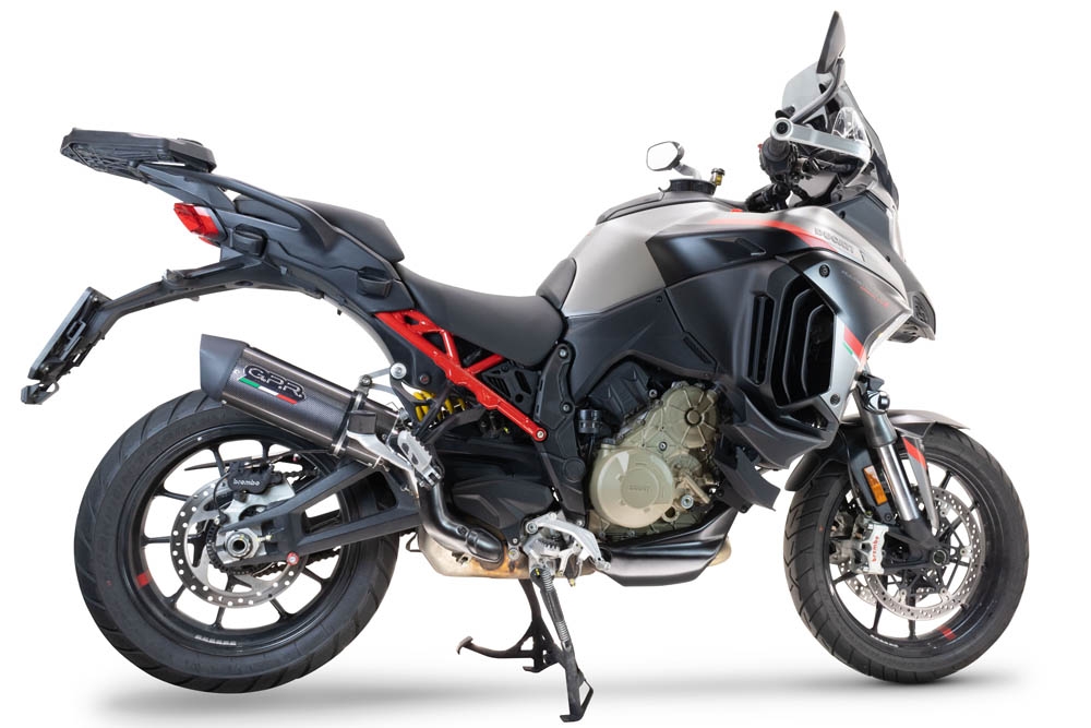 Escape compatível com Ducati Multistrada V4 Grand Tour 2024-2025, Furore Evo4 Poppy, Escape legal, homologado, silenciador com db killer removível e tubo de ligação específico 
