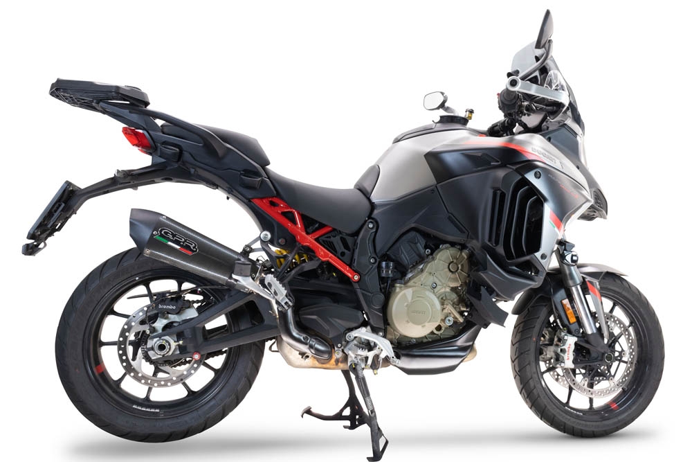 GPR escape compatível com  Ducati Multistrada V4 - S 2022-2024, New Grand Prix Evo Poppy, Escape legal, homologado, silenciador com db killer removível e tubo de ligação específico 