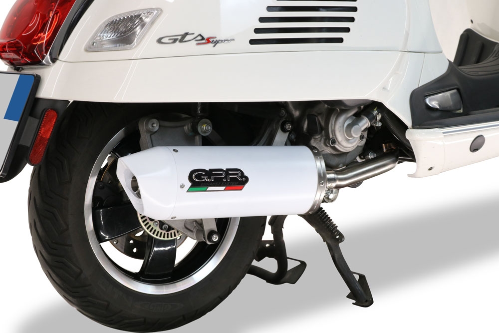 Escape compatível com Piaggio Vespa 300 Gts - Gtv - Touring - Super 2019-2020, Albus Ceramic, Escape completo, não legal para países da UE, com db killer removível 