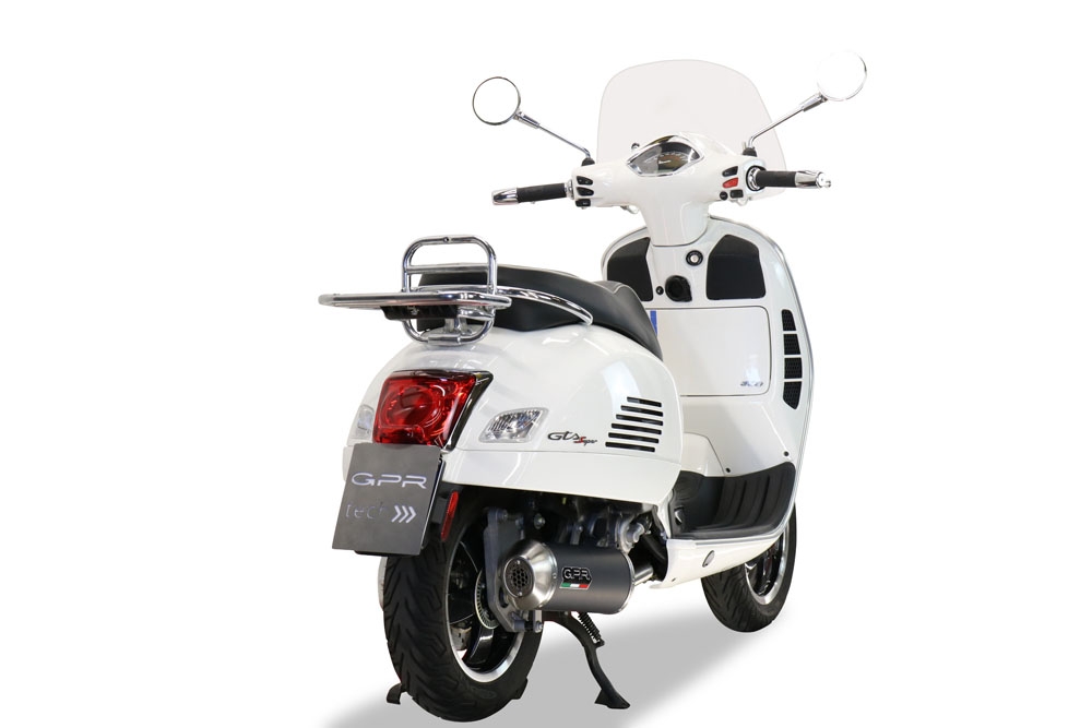 Escape compatível com Piaggio Vespa 300 Gts - Gtv - Touring - Super 2017-2018, Evo4 Road, Escape completo, não legal para países da UE, com db killer removível 
