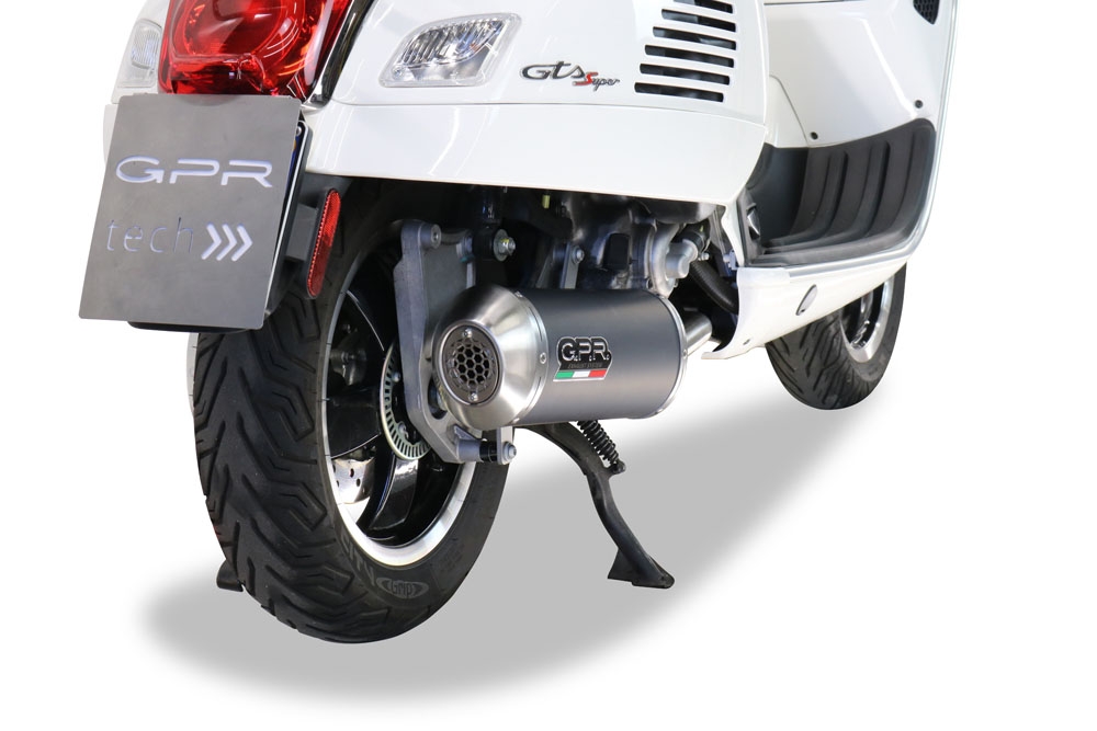 Escape compatível com Piaggio Vespa 300 Gts - Gtv - Touring - Super 2017-2018, Evo4 Road, Escape completo, não legal para países da UE, com db killer removível 