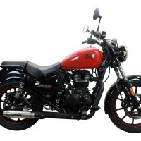 Escape compatível com Royal Enfield Meteor 350 2021-2023, Deeptone Inox, Sistema racing Silencioso com tubo de ligação 