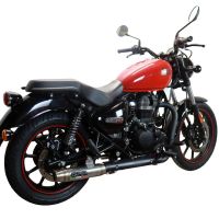 Escape compatível com Royal Enfield Meteor 350 2021-2023, Deeptone Inox, Sistema racing Silencioso com tubo de ligação 