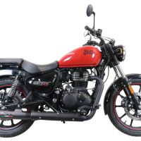Escape compatível com Royal Enfield Meteor 350 2021-2023, Deeptone Nero, Sistema racing Silencioso com tubo de ligação 