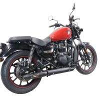 Escape compatível com Royal Enfield Meteor 350 2021-2023, Deeptone Nero, Sistema racing Silencioso com tubo de ligação 