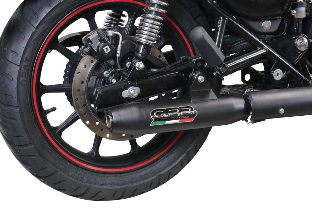 Escape compatível com Royal Enfield Meteor 350 2021-2023, Deeptone Nero, Sistema racing Silencioso com tubo de ligação 