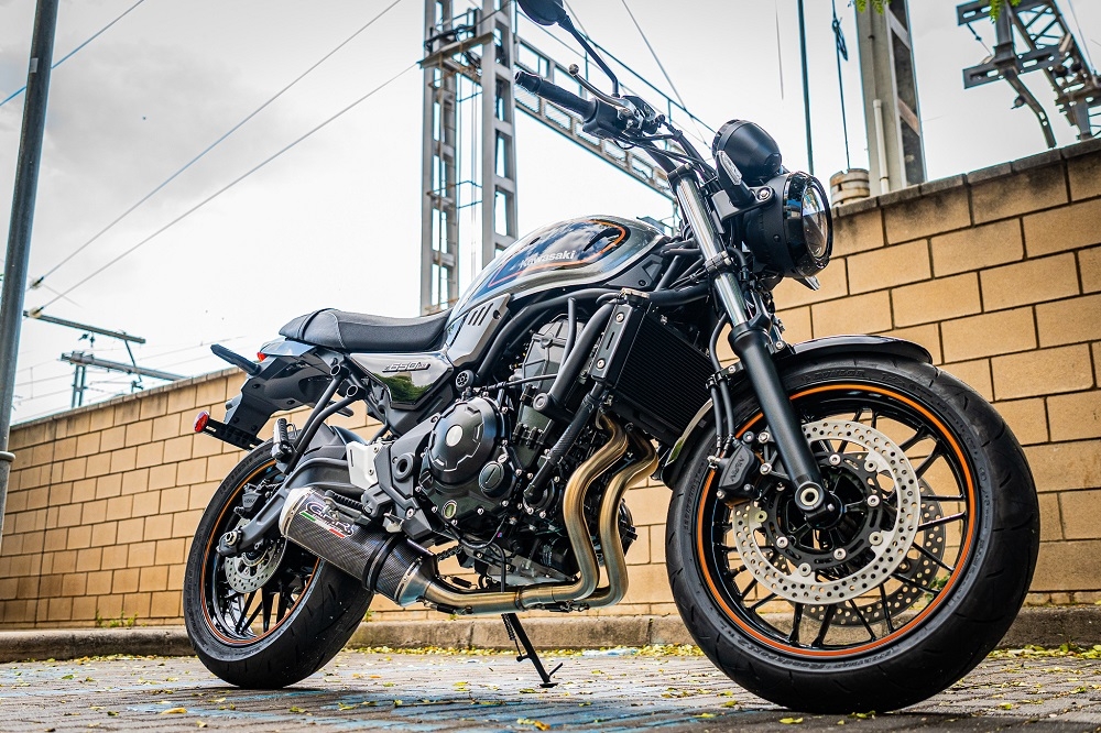 GPR escape compatível com  Kawasaki Z 650 RS 2021-2023, Satinox Poppy , Silenciador homologado para ruído, com catalisador, linha completa 