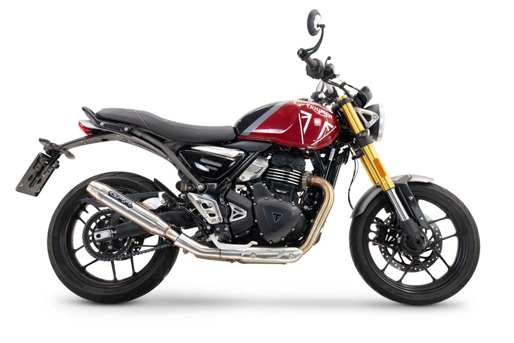 Escape compatível com Triumph Speed 400 2023-2025, Deeptone Inox, Escape legal, homologado, silenciador com db killer removível e tubo de ligação específico 