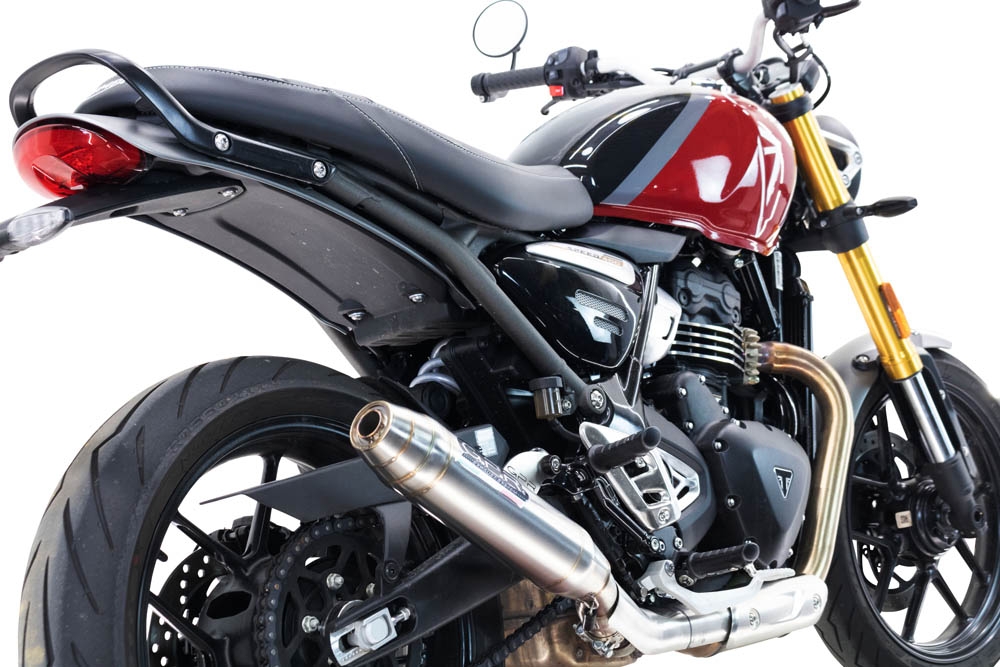 Escape compatível com Triumph Speed 400 2023-2025, Deeptone Inox, Escape legal, homologado, silenciador com db killer removível e tubo de ligação específico 