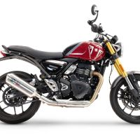Escape compatível com Triumph Scrambler 400 X 2023-2025, Satinox , Escape legal, homologado, silenciador com db killer removível e tubo de ligação específico 