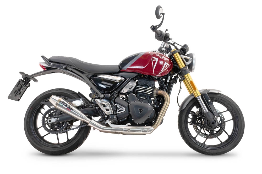 Escape compatível com Triumph Scrambler 400 X 2023-2025, Ultracone, Escape legal, homologado, silenciador com db killer removível e tubo de ligação específico 