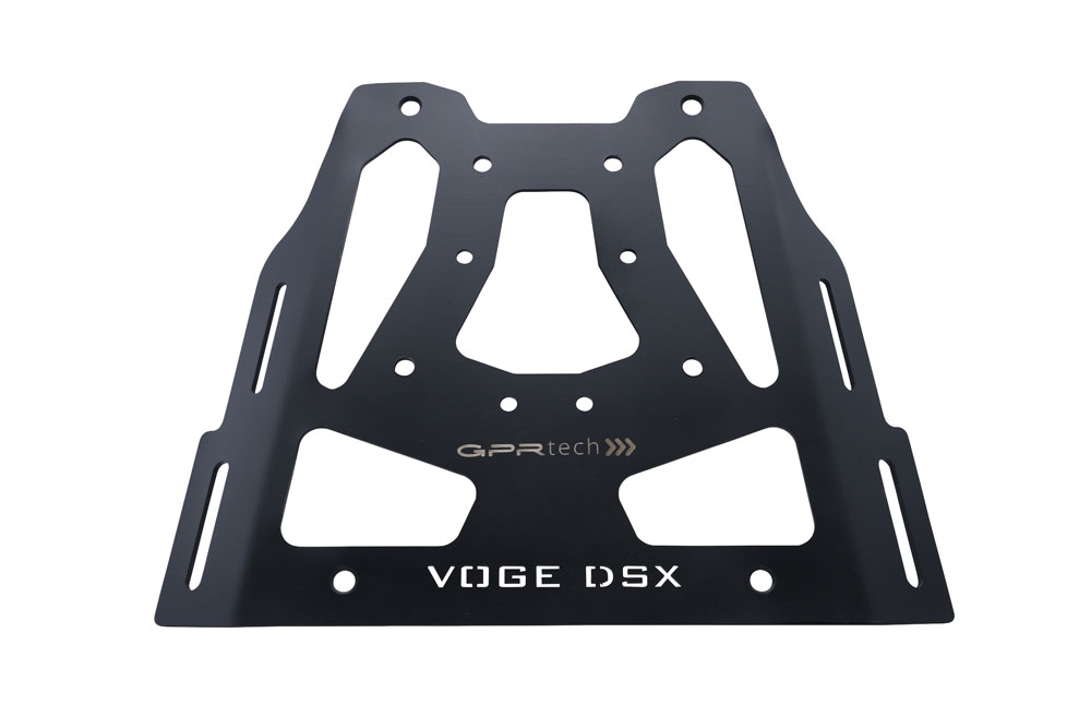 GPR TECH compatível com Voge 525DSX 2023/2025 e5 Placa de encaixe específica Top Case ALPITECH 55 LT compatível com bagageiro original, aço inox com 4 pontos de ancoragem