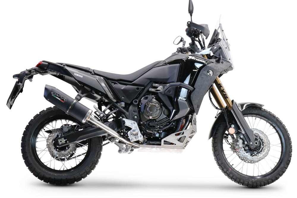 Escape compatível com Yamaha Tenere 700 2019-2020, Decatalizzatore + Paracoppa Titanio, Sistema racing Sistema de tubo para eliminar o catalisador, mais chapa antiderrapante de titânio do motor 