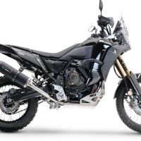 Escape compatível com Yamaha Tenere 700 2019-2020, Decatalizzatore + Paracoppa Titanio, Sistema racing Sistema de tubo para eliminar o catalisador, mais chapa antiderrapante de titânio do motor 