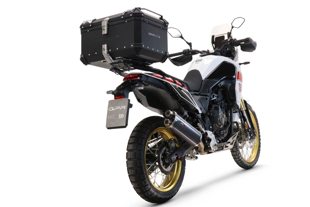 Top case maletas GPR TECH compatível com Yamaha Tenere 700 2021/2024 e5 Top Case Alpi-Tech em alumínio, com porta-bagagens específico em alumínio cor preto com placa específica incluída Capacidade Litros 55
