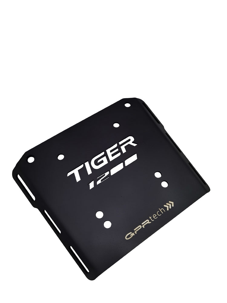 GPR TECH compatível com Triumph Tiger 1200 explorer 2017/2021 e4 Placa de encaixe específica Top Case ALPITECH 35 LT compatível com bagageiro original, aço inox com 4 pontos de ancoragem