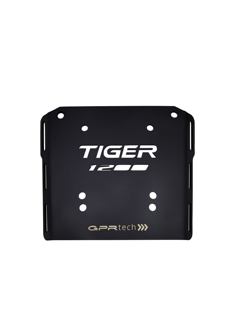 GPR TECH compatível com Triumph Tiger 1200 explorer 2017/2021 e4 Placa de encaixe específica Top Case ALPITECH 35 LT compatível com bagageiro original, aço inox com 4 pontos de ancoragem