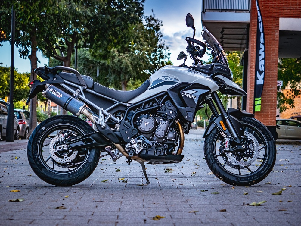 Escape compatível com Triumph Tiger 850 2020-2024, Dual Inox, Escape legal, homologado, silenciador com db killer removível e tubo de ligação específico 
