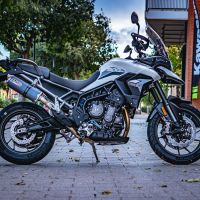 Escape compatível com Triumph Tiger 850 2020-2024, Dual Inox, Escape legal, homologado, silenciador com db killer removível e tubo de ligação específico 