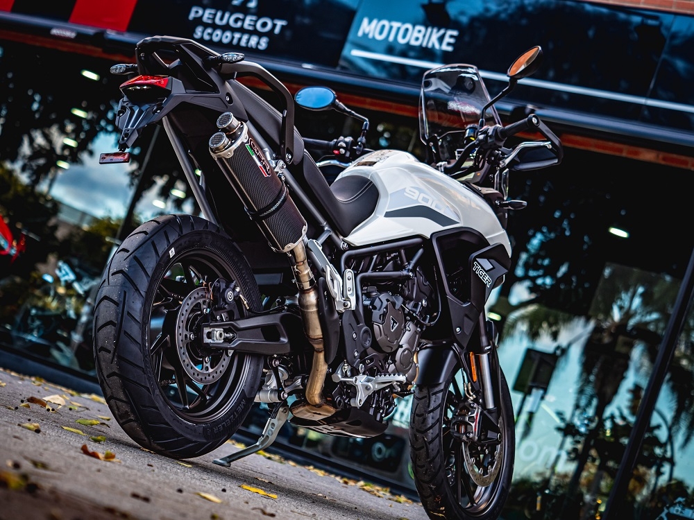 Escape compatível com Triumph Tiger 850 2020-2024, Dual Inox, Escape legal, homologado, silenciador com db killer removível e tubo de ligação específico 