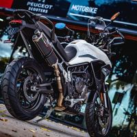 Escape compatível com Triumph Tiger 850 2020-2024, Dual Inox, Escape legal, homologado, silenciador com db killer removível e tubo de ligação específico 