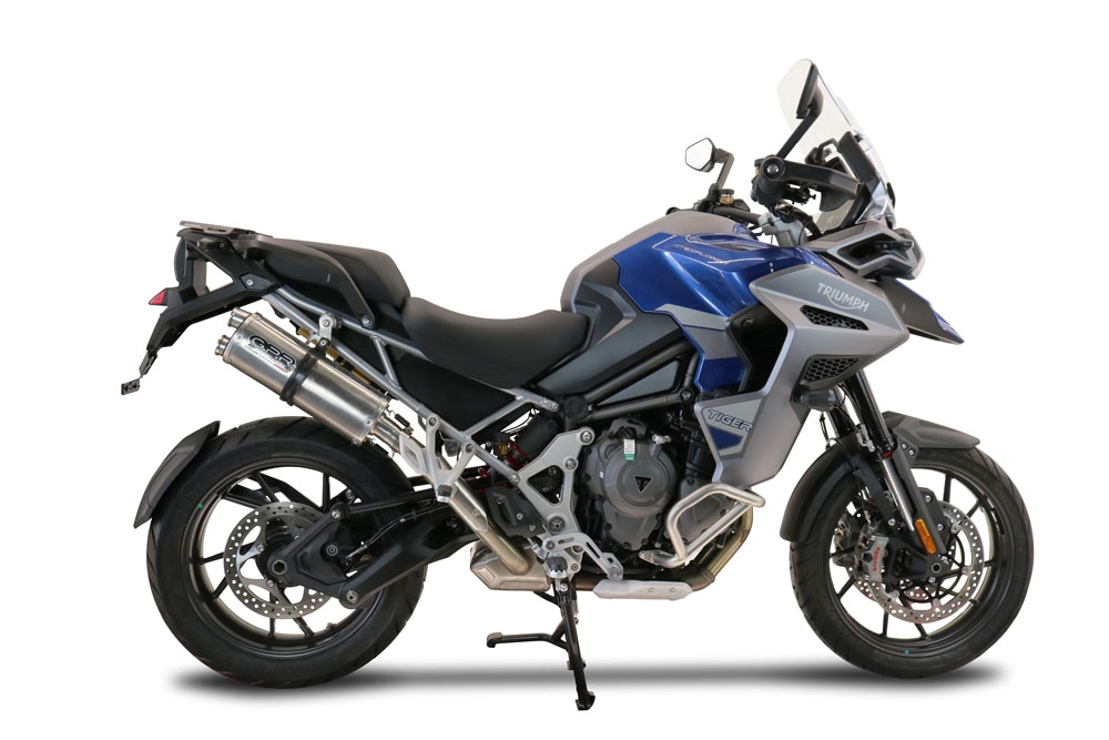 Escape compatível com Triumph Tiger 1200 Gt - Rally 2022-2024, Dual Inox, Escape legal, homologado, silenciador com db killer removível e tubo de ligação específico 