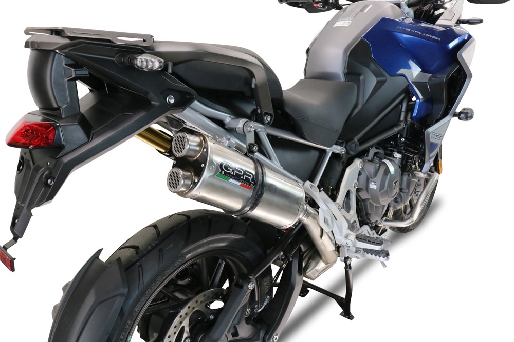 Escape compatível com Triumph Tiger 1200 Gt - Rally 2022-2024, Dual Inox, Escape legal, homologado, silenciador com db killer removível e tubo de ligação específico 