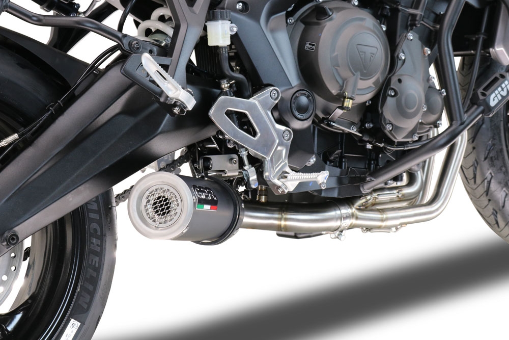 Escape compatível com Triumph Tiger Sport 660 2022-2024, M3 Black Titanium, Escape completo, não legal para países da UE, com db killer removível 