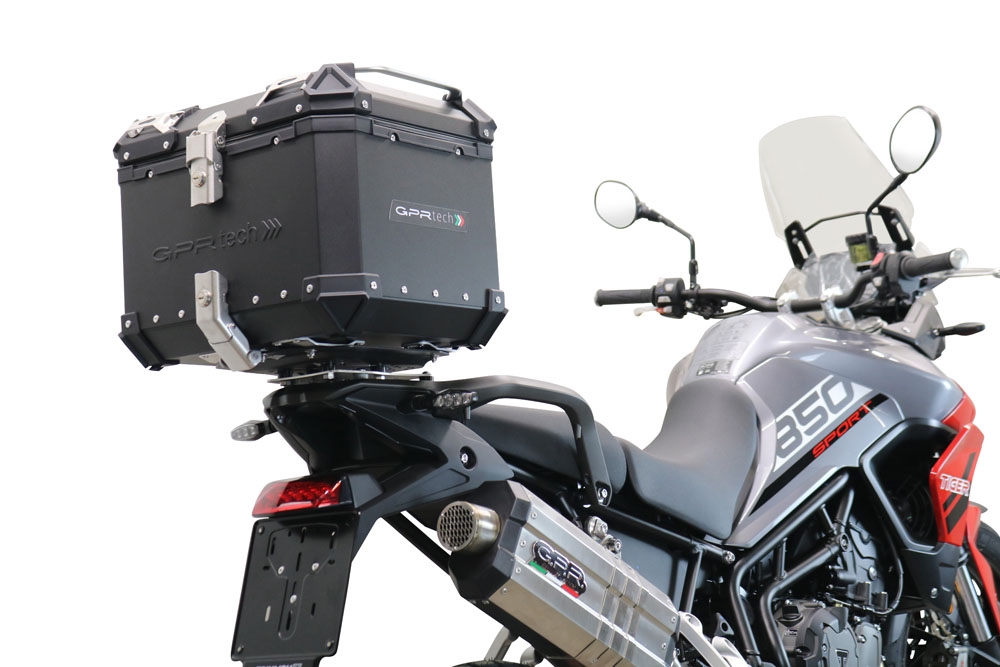 Top case maletas GPR TECH compatível com Triumph Tiger 900 2020/2023 e5 Top Case Alpi-Tech em alumínio, cor preta com placa específica incluída Capacidade Litros 35