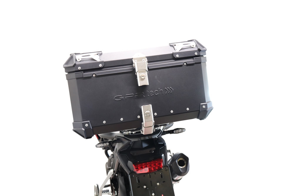 Top case maletas GPR TECH compatível com Triumph Tiger 1200 Gt - Rally 2022/2024 e5 Top Case Alpi-Tech em alumínio, cor preta com placa específica incluída Capacidade Litros 55