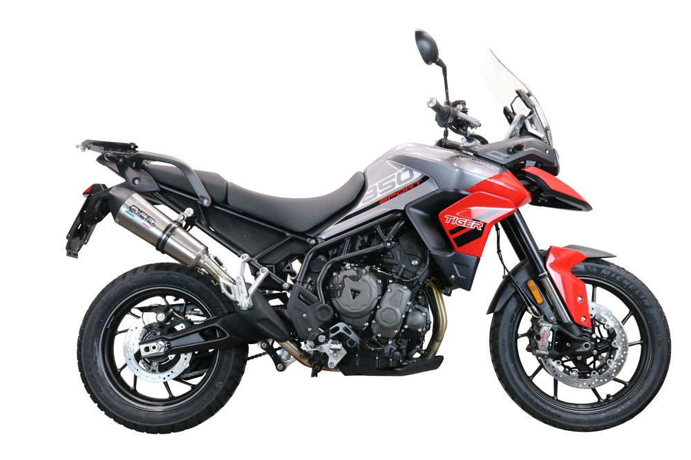 GPR escape compatível com  Triumph Tiger 850 2020-2024, New Grand Prix Evo Titanium, Escape legal, homologado, silenciador com db killer removível e tubo de ligação específico 
