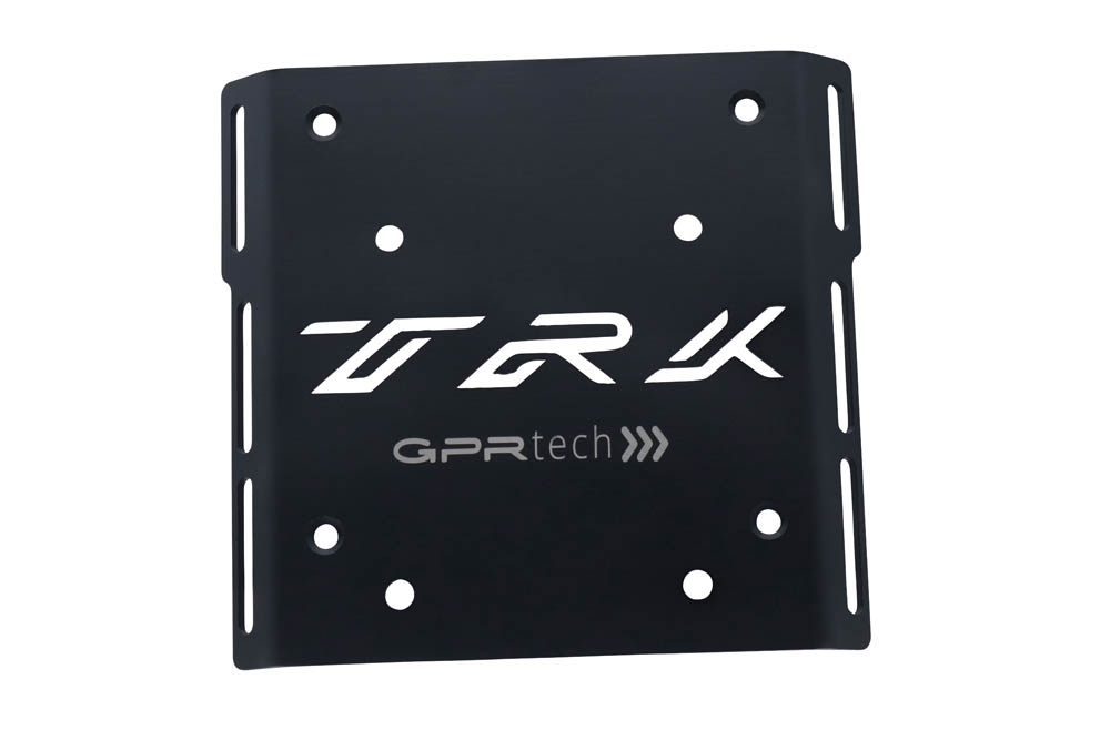 GPR TECH compatível com Benelli Trk 125 2019/2023 Placa de encaixe específica Top Case ALPITECH 55 LT compatível com bagageiro original, aço inox com 4 pontos de ancoragem