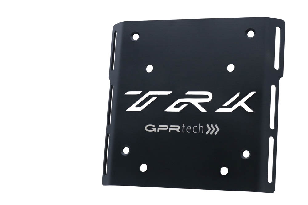GPR TECH compatível com Benelli Trk 125 2019/2023 Placa de encaixe específica Top Case ALPITECH 55 LT compatível com bagageiro original, aço inox com 4 pontos de ancoragem