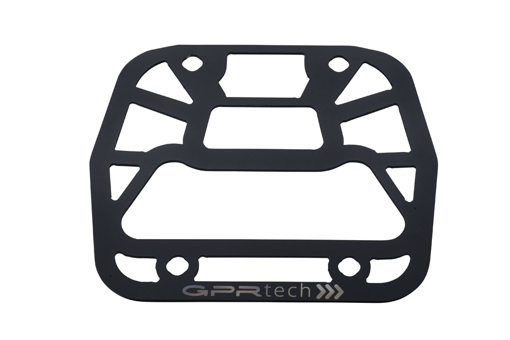 GPR TECH compatível com Aprilia Tuareg 660 2021/2024 e5 Placa de encaixe específica Top Case ALPITECH 35 LT compatível com bagageiro original, aço inox com 4 pontos de ancoragem