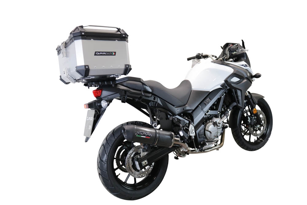 Top case maletas GPR TECH compatível com Suzuki V-Strom Dl 650 2021/2024 e5 Top Case Alpi-Tech em alumínio, cor prata com placa específica incluída Capacidade Litros 55