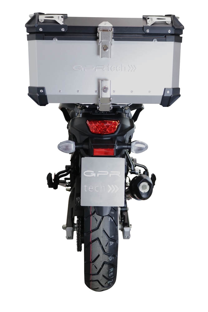 Top case maletas GPR TECH compatível com Suzuki V-Strom Dl 650 2021/2024 e5 Top Case Alpi-Tech em alumínio, cor preta com placa específica incluída Capacidade Litros 55