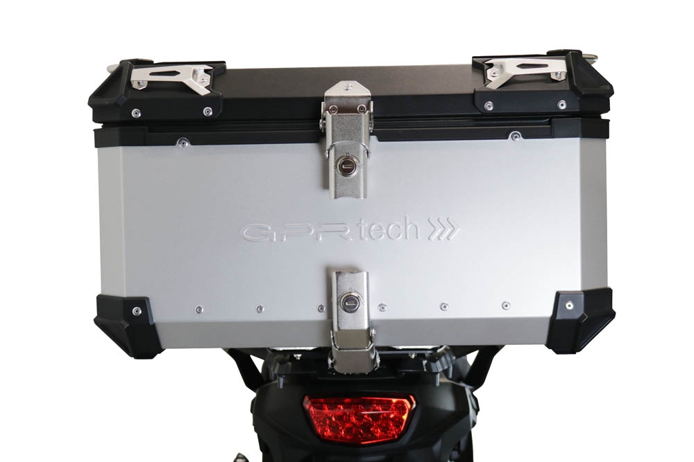 Top case maletas GPR TECH compatível com Suzuki V-Strom Dl 650 2021/2024 e5 Top Case Alpi-Tech em alumínio, cor preta com placa específica incluída Capacidade Litros 55