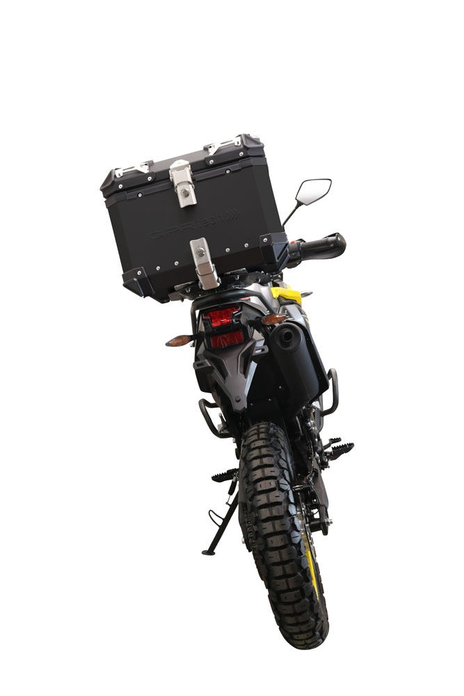 Top case maletas GPR TECH compatível com Voge 300Rally 2022/2024 e5 Top Case Alpi-Tech em alumínio, cor preta com placa específica incluída Capacidade Litros 35