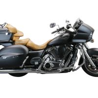 Escape compatível com Kawasaki Vulcan VN 1700 Voyager ABS 2011-2016, Maxy Deeptone Cruiser, Par de silenciosos de escape homologadas, com db killer removível e tubos de ligação específicos 