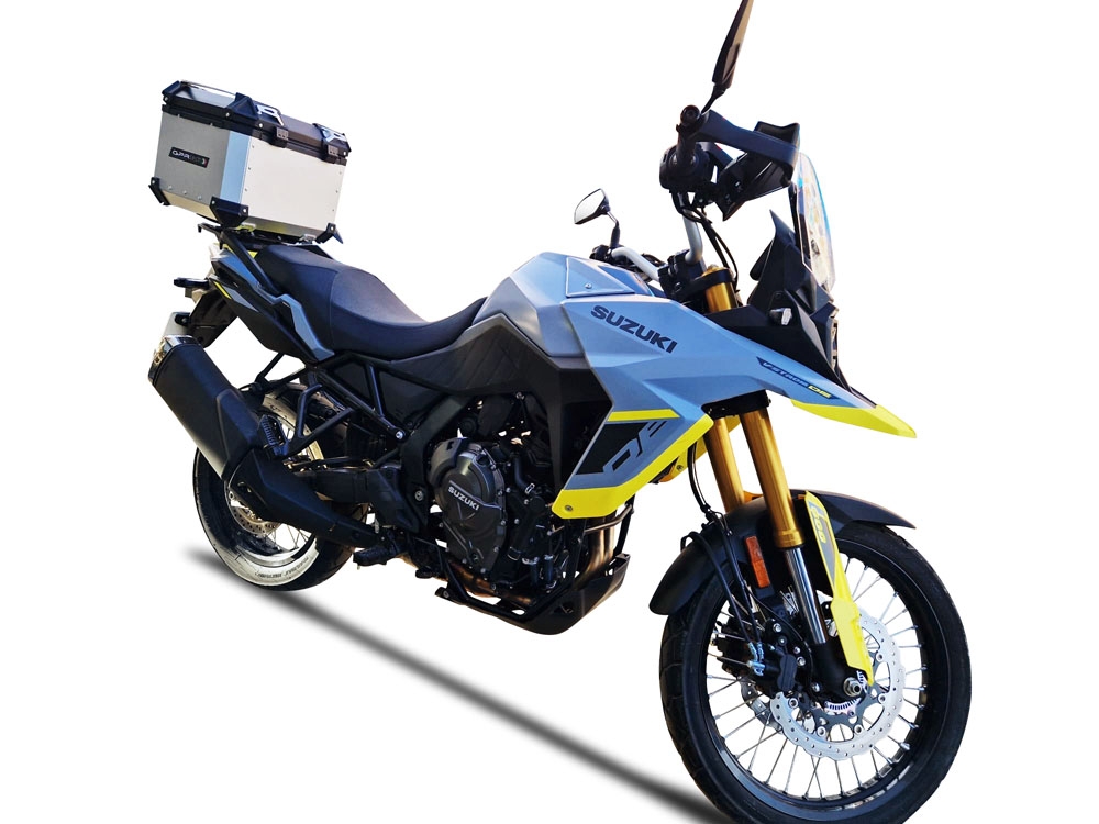 Top case maletas GPR TECH compatível com Suzuki V-STROM DL 800 DE - SE 2023-2025 e5 Top Case Alpi-Tech em alumínio, cor prata com placa específica incluída Capacidade Litros 45