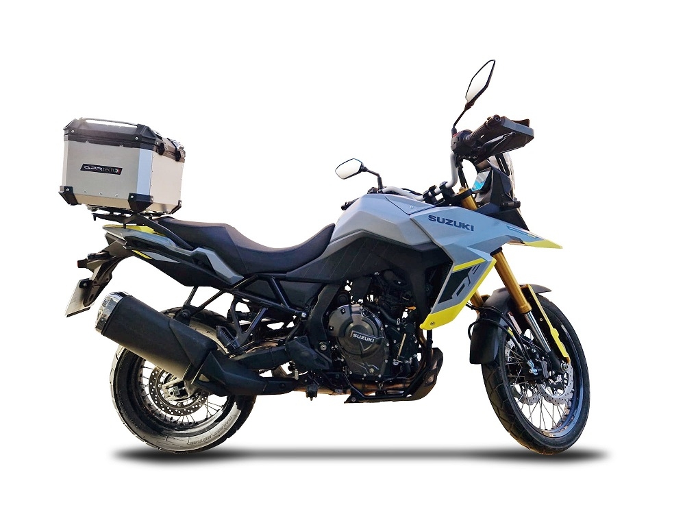 Top case maletas GPR TECH compatível com Suzuki V-Strom Dl 650 2021/2024 e5 Top Case Alpi-Tech em alumínio, cor prata com placa específica incluída Capacidade Litros 45