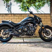 GPR escape compatível com  Kawasaki Vulcan 650 S 2017-2020, M3 Black Titanium, Sistema homologado com catalisador linha completa, silencioso mais coletor 