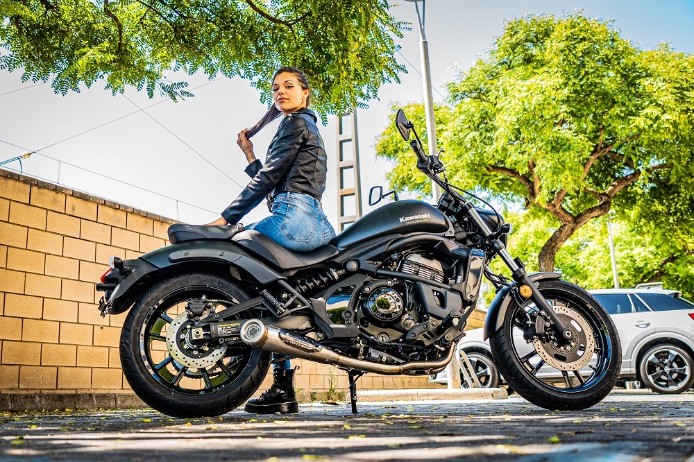 Escape compatível com Kawasaki Vulcan 650 S 2014-2016, Powercone Evo, Escape completo, não legal para países da UE, com db killer removível 