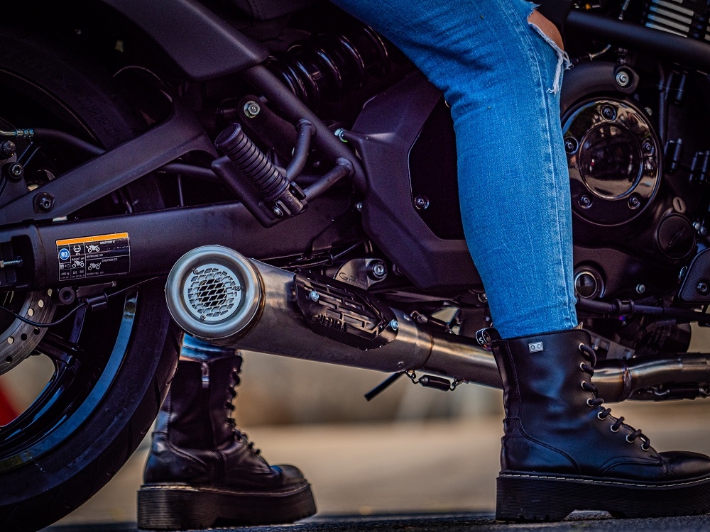 Escape compatível com Kawasaki Vulcan 650 S 2014-2016, Powercone Evo, Escape completo, não legal para países da UE, com db killer removível 