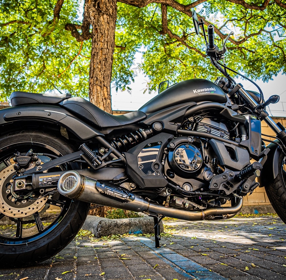Escape compatível com Kawasaki Vulcan 650 S 2014-2016, Powercone Evo, Escape completo, não legal para países da UE, com db killer removível 