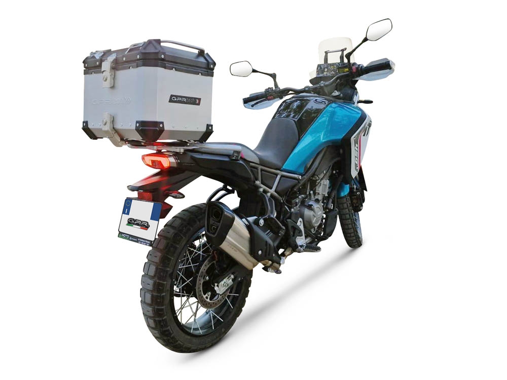 Top case maletas GPR TECH compatível com Cf Moto 450MT 2023/2025 Euro5 Plus Top Case Alpi-Tech em alumínio, cor prata com placa específica incluída Capacidade Litros 55