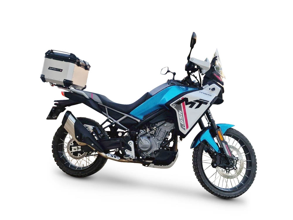 Top case maletas GPR TECH compatível com Cf Moto 450MT 2023/2025 Euro5 Plus Top Case Alpi-Tech em alumínio, cor prata com placa específica incluída Capacidade Litros 55